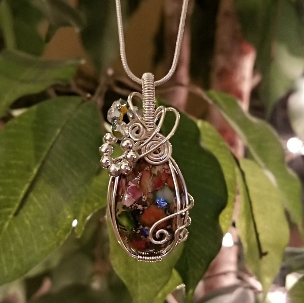 Lapis Lazuli and multi gem blended Pendant.